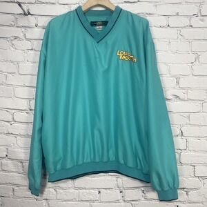 Loudmouth Golf Pulllover Windbreaker Jacket Size XL V-Neck Teal Mesh Lined